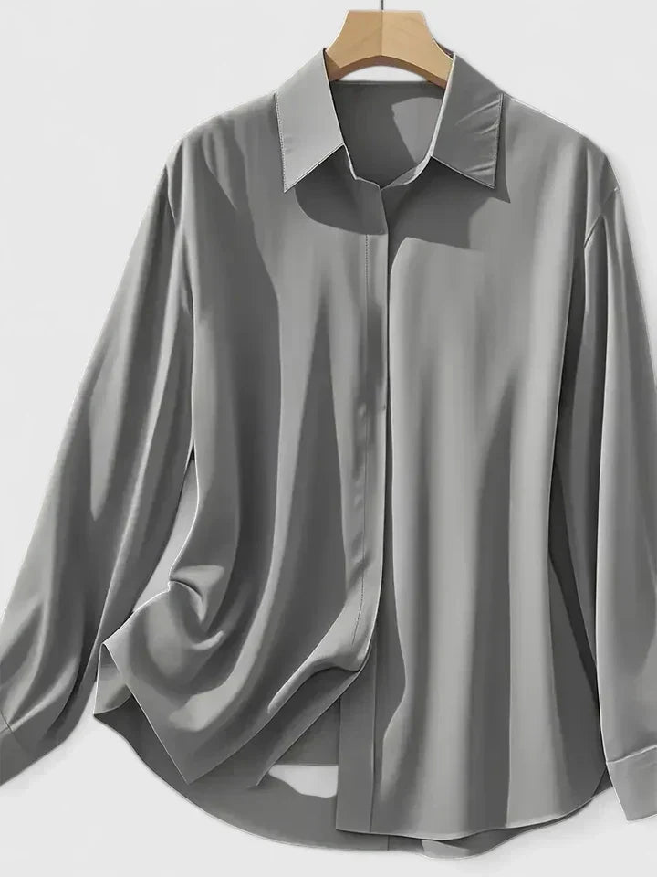 Women's Button-Down Blouse with Collar by Selouva