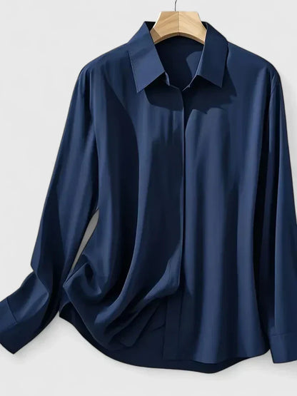 Women's Button-Down Blouse with Collar by Selouva