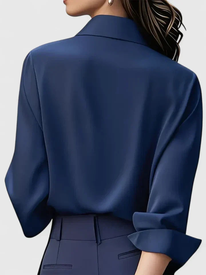 Women's Button-Down Blouse with Collar by Selouva