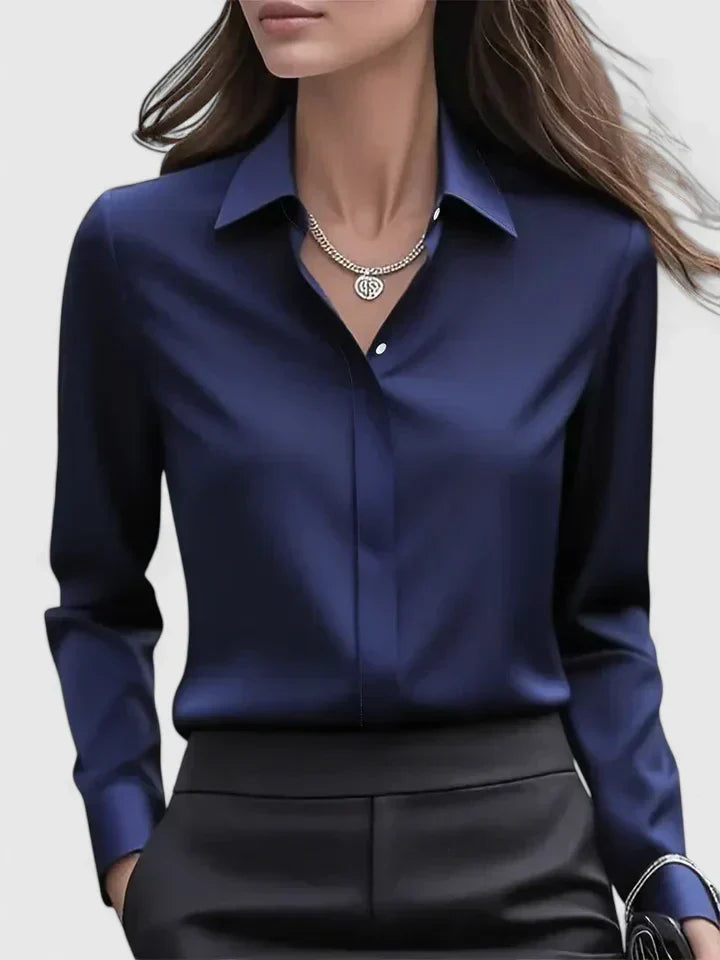 Women's Button-Down Blouse with Collar by Selouva