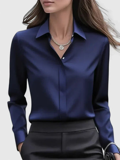 Women's Button-Down Blouse with Collar by Selouva