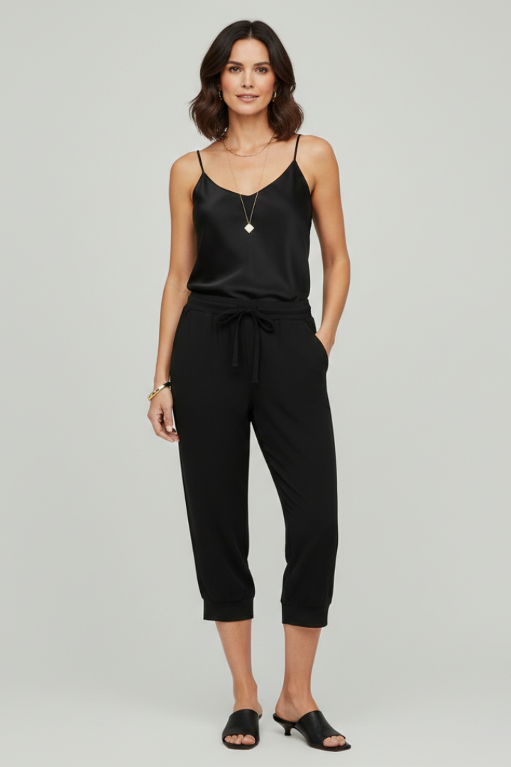 Audrey Womens Capri Trousers With Drawstring Waist And Side Pockets by Selouva