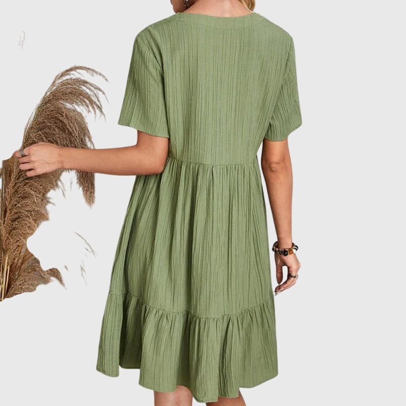 Jasmine Elegant Flattering Caramel Brown Short Dress by Selouva