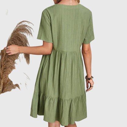 Jasmine Elegant Flattering Caramel Brown Short Dress by Selouva