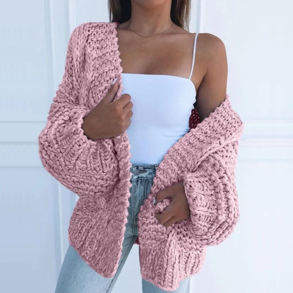 Women's Cardigan Loose Chunky Knit by Selouva
