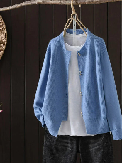 Women's Cardigan Pearl Buttons by Selouva