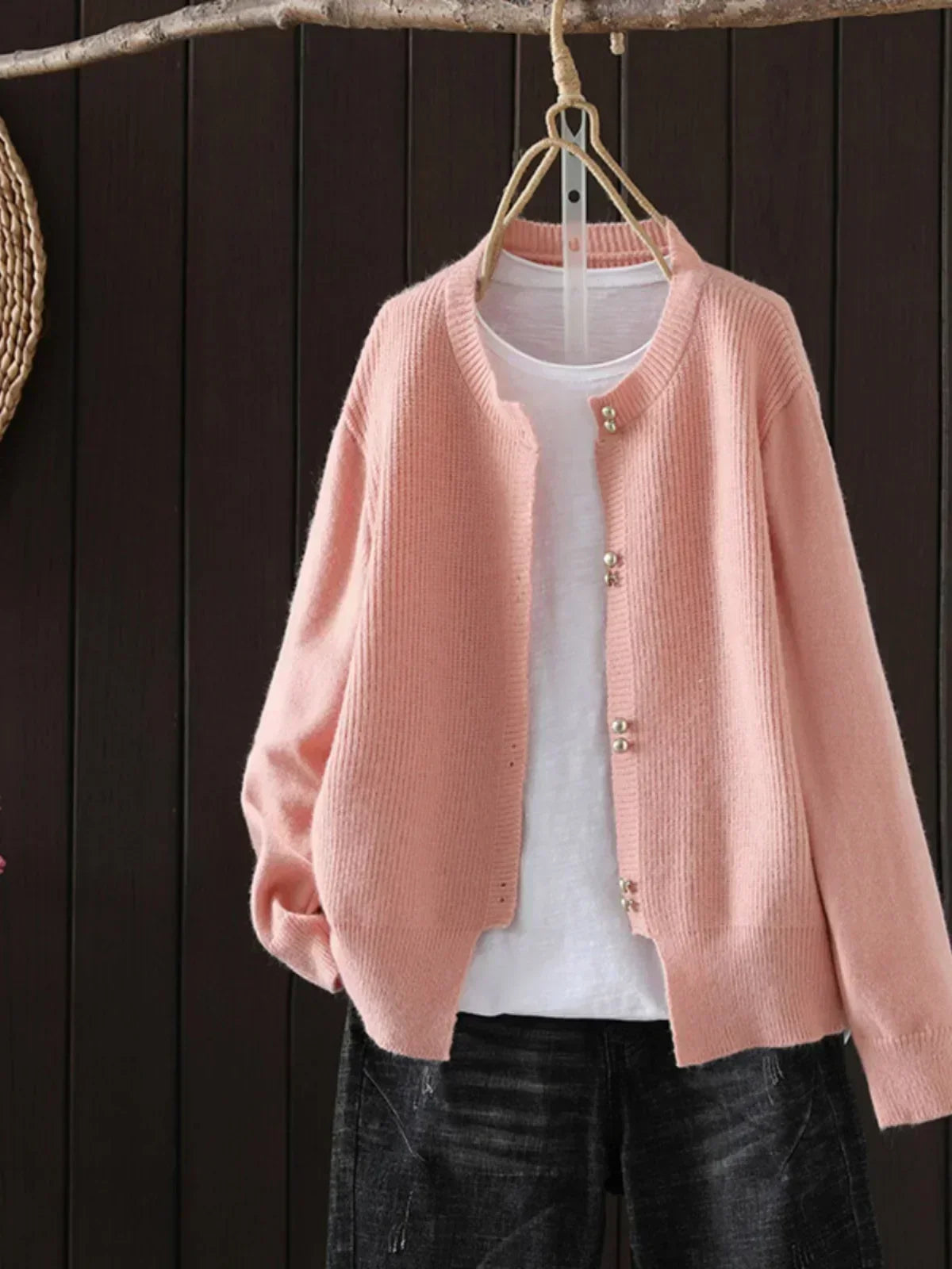 Women's Cardigan Pearl Buttons by Selouva