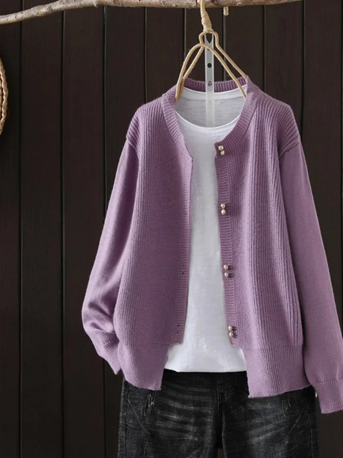 Women's Cardigan Pearl Buttons by Selouva