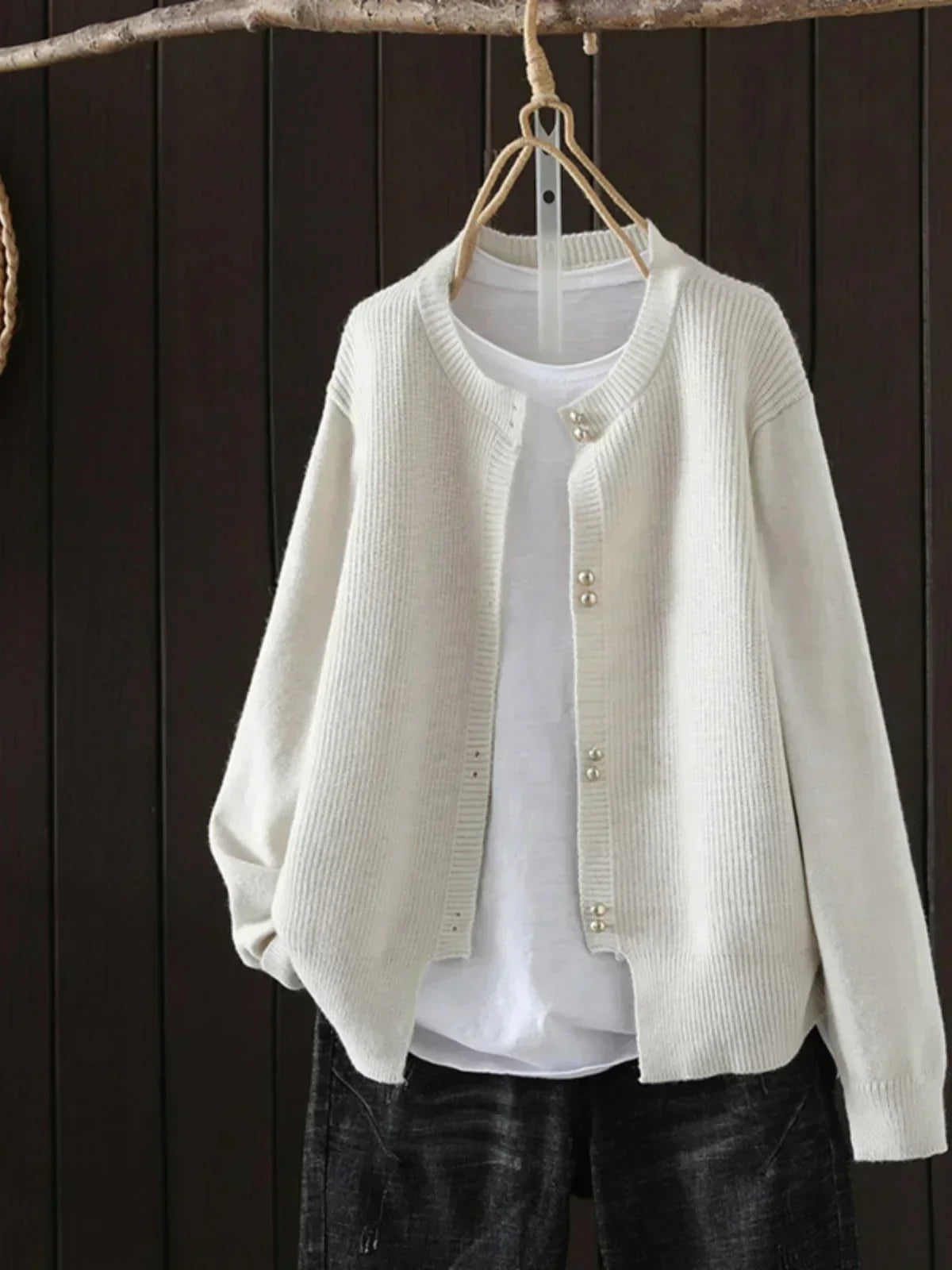 Women's Cardigan Pearl Buttons by Selouva