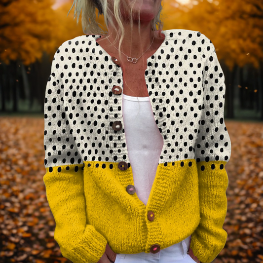 Women's Cardigan Polka Dots Knit by Selouva