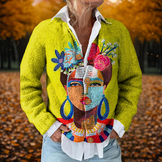 Women's Cardigan with Art Print by Selouva
