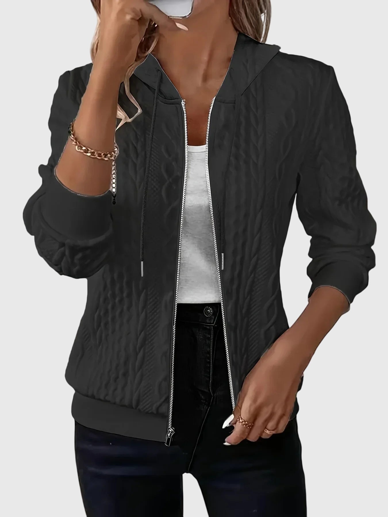 Lena Hoodie With Zipper Womens Lightweight Quilted Jacket by Selouva