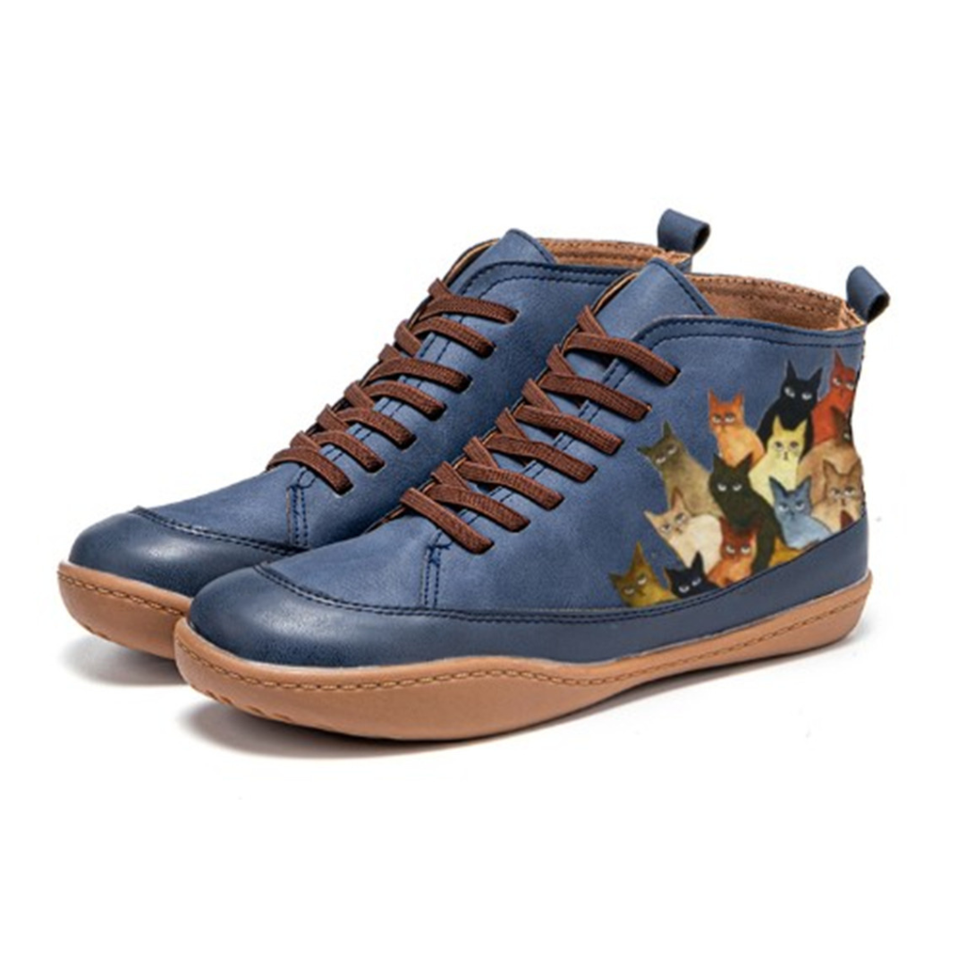 Nyrra Cat Print Orthopedic Boots for All Day Comfort by Selouva