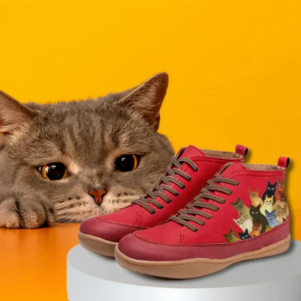 Nyrra Cat Print Orthopedic Boots for All Day Comfort by Selouva