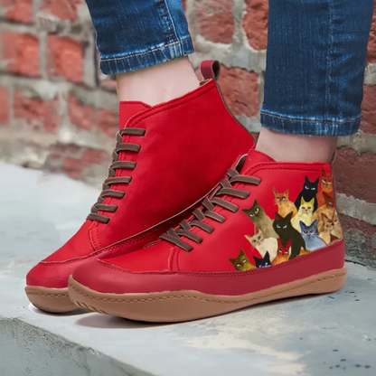 Nyrra Cat Print Orthopedic Boots for All Day Comfort by Selouva