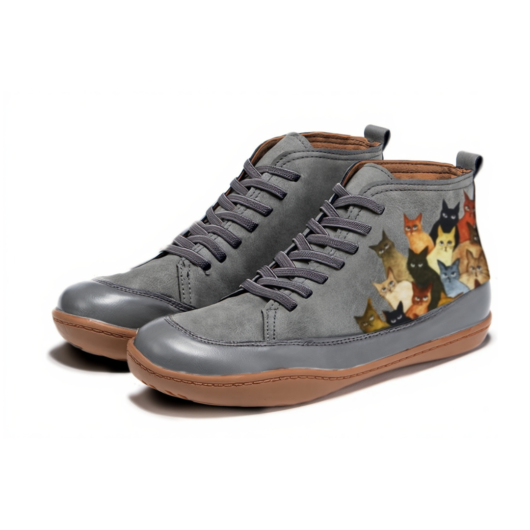 Nyrra Cat Print Orthopedic Boots for All Day Comfort by Selouva