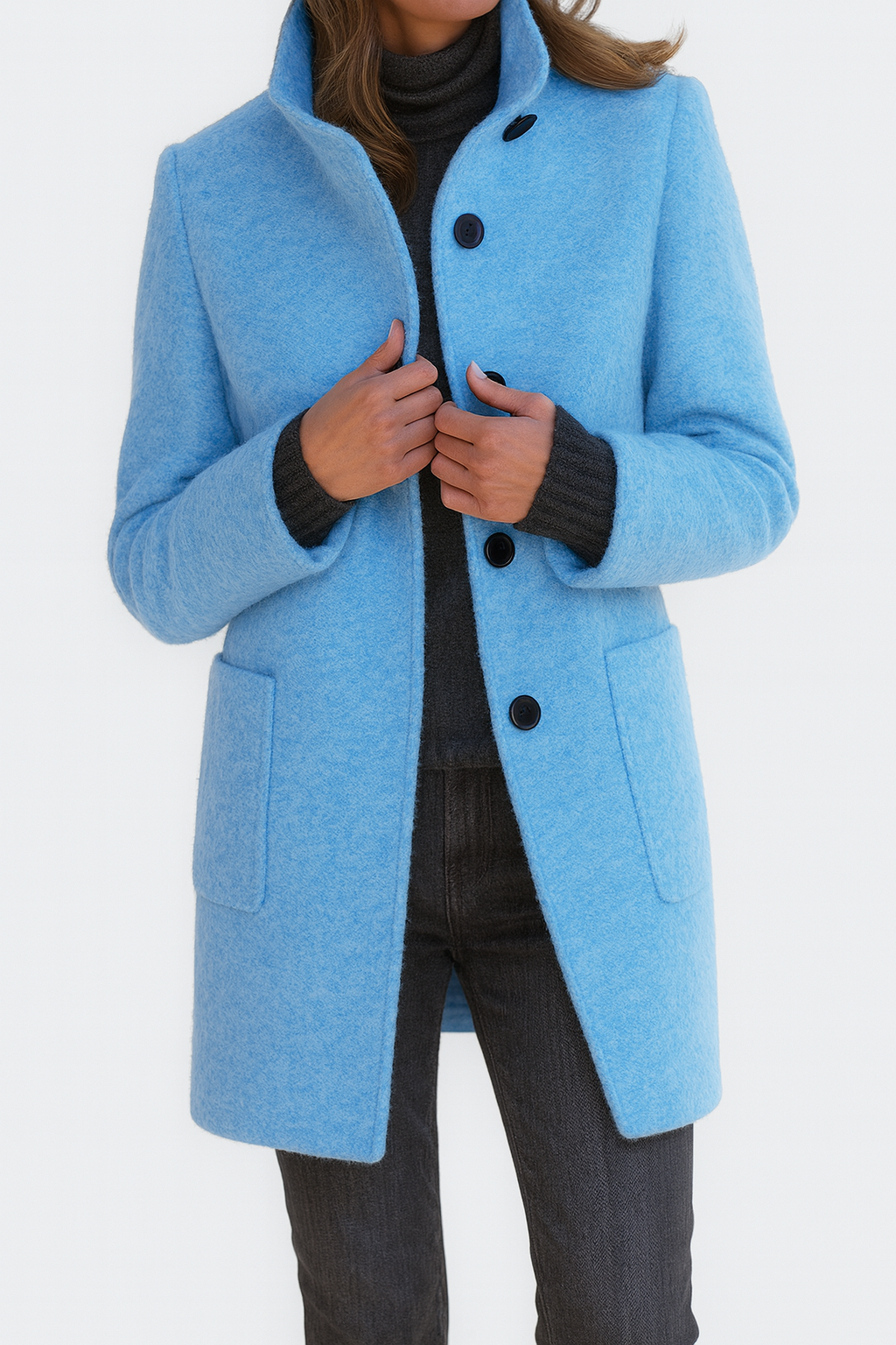 Women's Coat with High Collar for Everyday Workwear by Selouva