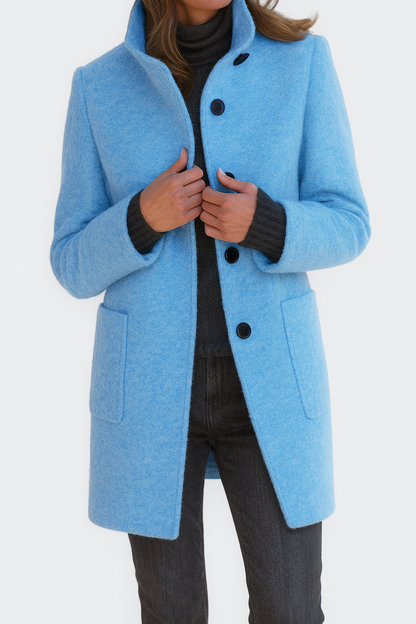 Women's Coat with High Collar for Everyday Workwear by Selouva