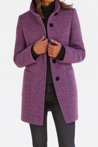 Women's Coat with High Collar for Everyday Workwear by Selouva