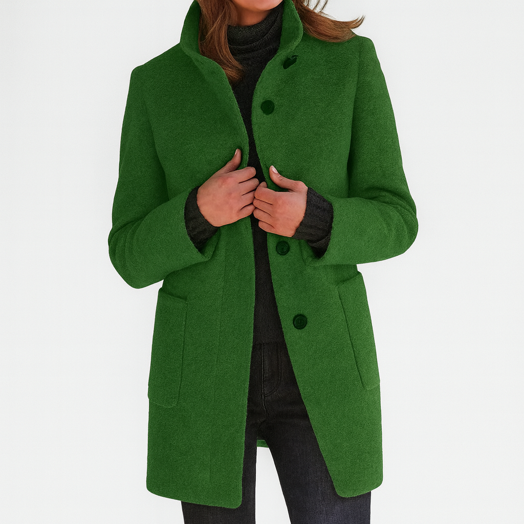 Women's Coat with High Collar for Everyday Workwear by Selouva