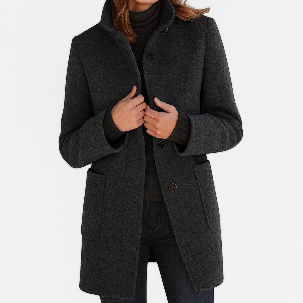 Women's Coat with High Collar for Everyday Workwear by Selouva