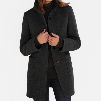 Women's Coat with High Collar for Everyday Workwear by Selouva