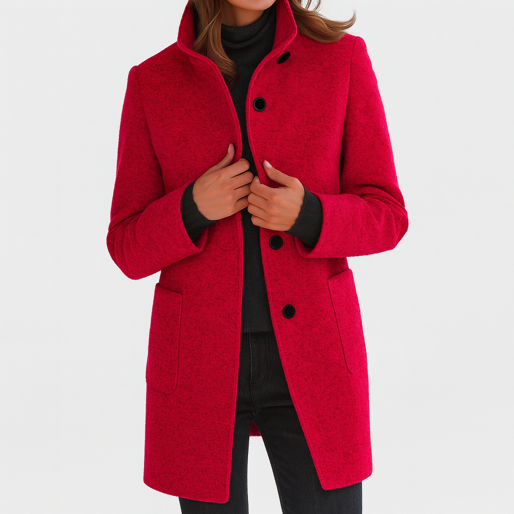 Women's Coat with High Collar for Everyday Workwear by Selouva
