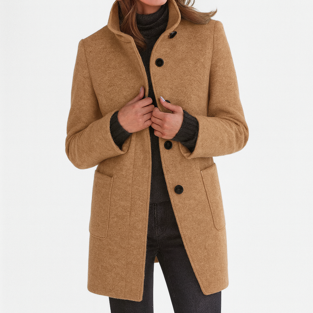 Women's Coat with High Collar for Everyday Workwear by Selouva