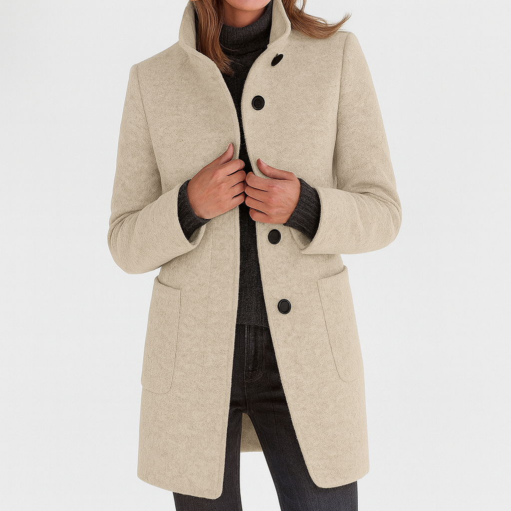 Women's Coat with High Collar for Everyday Workwear by Selouva