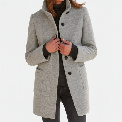 Women's Coat with High Collar for Everyday Workwear by Selouva