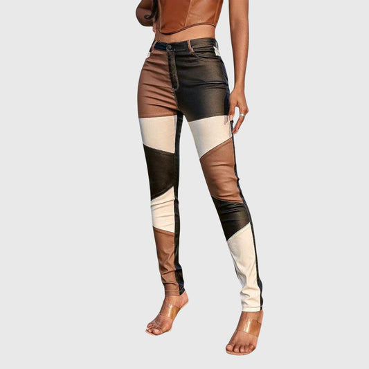 Calliope Color Block Pattern Tube Pants With Stretchy Fabric by Selouva