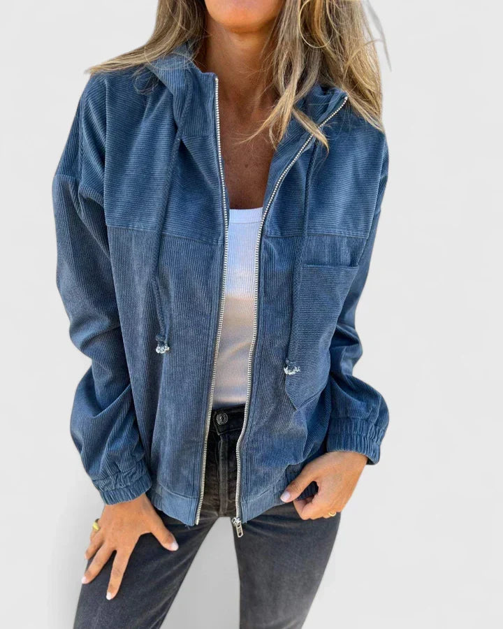 Women's Corduroy Jacket with Zip for Cool Evenings by Selouva