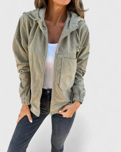 Women's Corduroy Jacket with Zip for Cool Evenings by Selouva