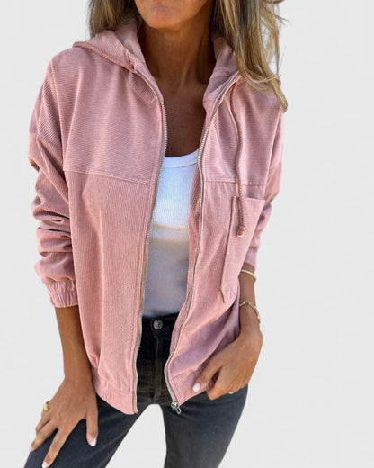 Women's Corduroy Jacket with Zip for Cool Evenings by Selouva