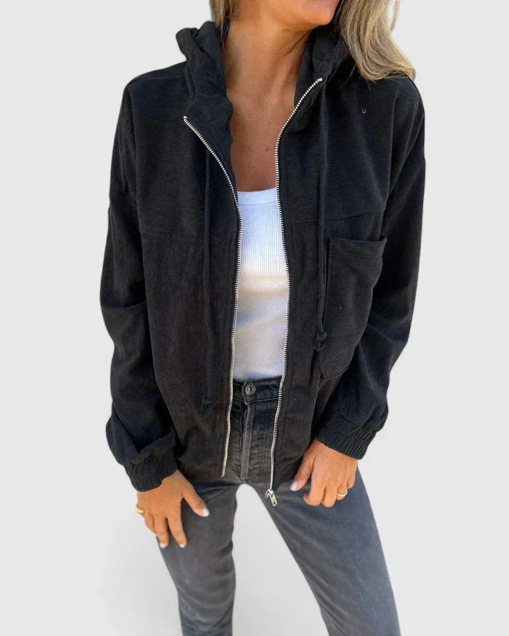 Women's Corduroy Jacket with Zip for Cool Evenings by Selouva