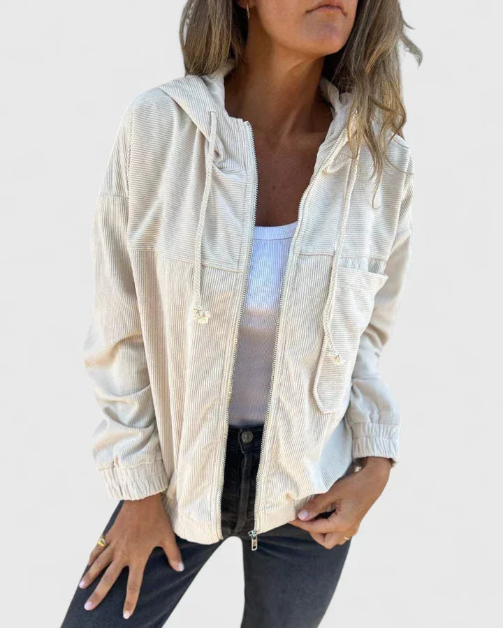 Women's Corduroy Jacket with Zip for Cool Evenings by Selouva