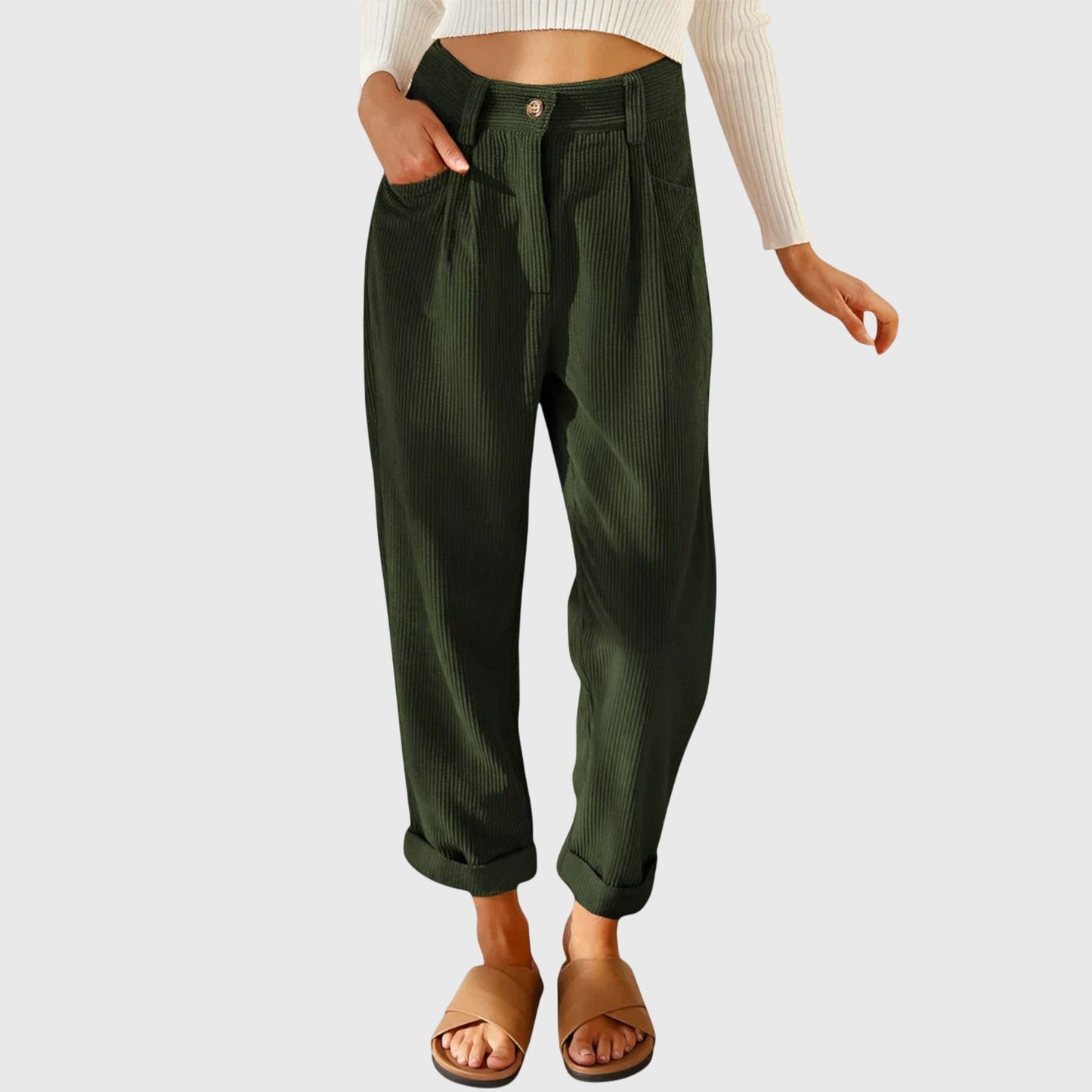 Jana Modern Corduroy Pants Rust For Everyday Comfort by Selouva