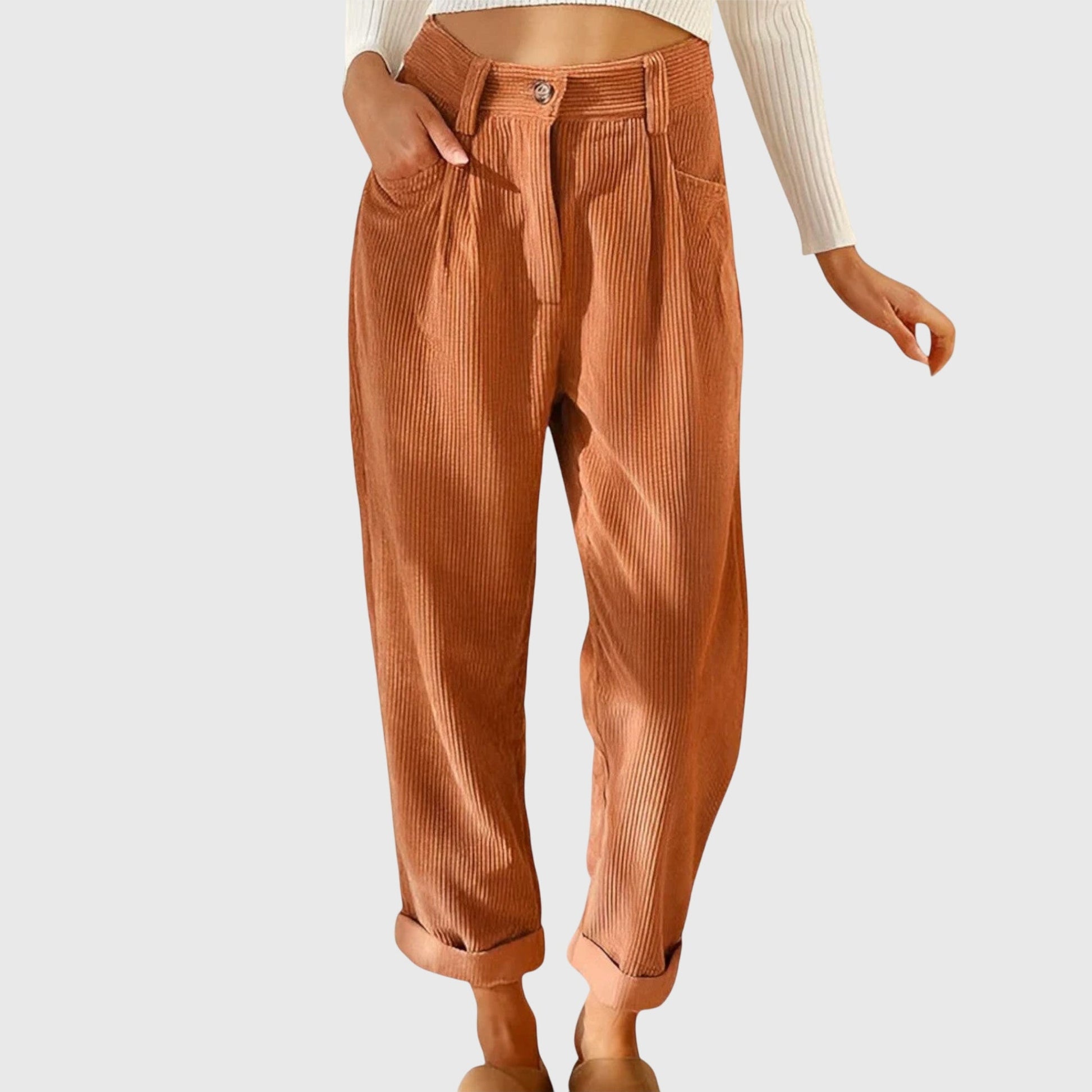Jana Modern Corduroy Pants Rust For Everyday Comfort by Selouva