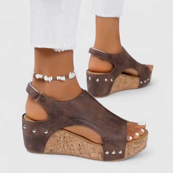 Jolyna Orthopedic Sandals for Women Cork Wedge Supportive Footwear by Selouva
