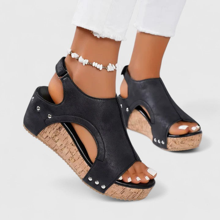 Jolyna Orthopedic Sandals for Women Cork Wedge Supportive Footwear by Selouva