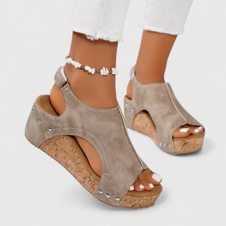 Jolyna Orthopedic Sandals for Women Cork Wedge Supportive Footwear by Selouva