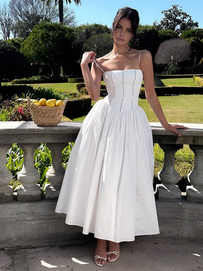 Gabriella | Women’s Wedding Guest Elegant Corset Midi Dress by Selouva
