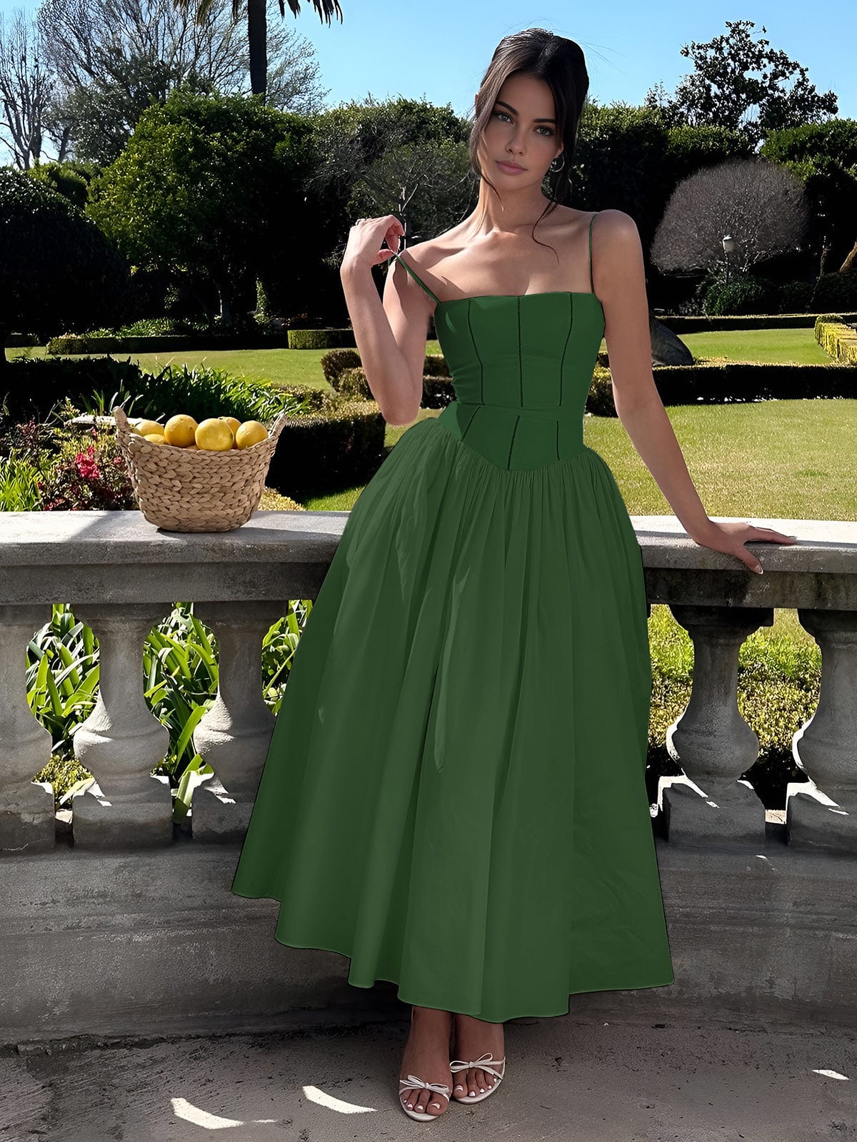 Gabriella | Women’s Wedding Guest Elegant Corset Midi Dress by Selouva