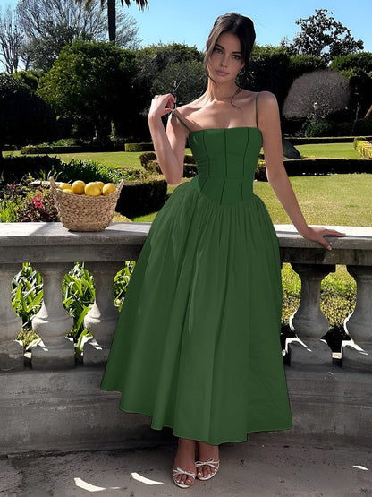 Gabriella | Women’s Wedding Guest Elegant Corset Midi Dress by Selouva