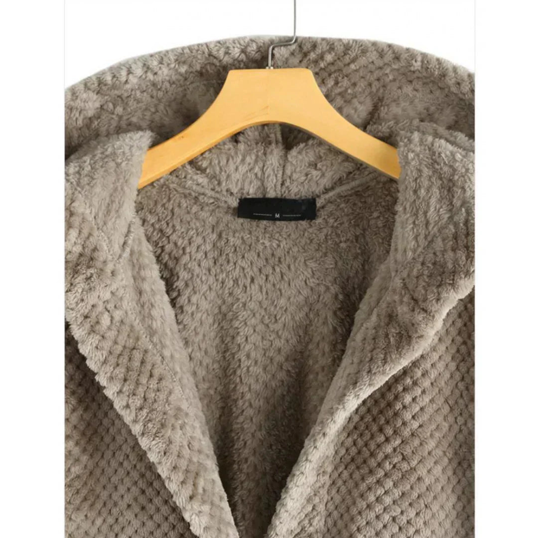 Women's Cosy Hooded Coat with Ribbed Texture for Winter by Selouva