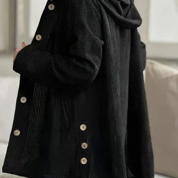 Women's Cosy Hooded Coat with Ribbed Texture for Winter by Selouva