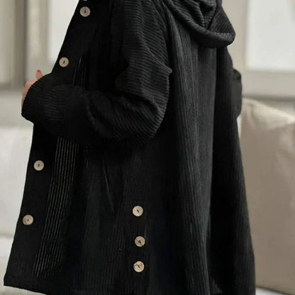 Women's Cosy Hooded Coat with Ribbed Texture for Winter by Selouva