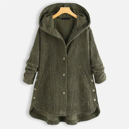 Women's Cosy Hooded Coat with Ribbed Texture for Winter by Selouva