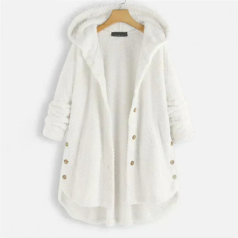 Women's Cosy Hooded Coat with Ribbed Texture for Winter by Selouva