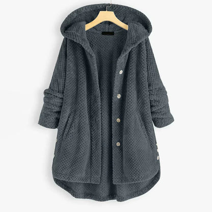 Women's Cosy Hooded Coat with Ribbed Texture for Winter by Selouva